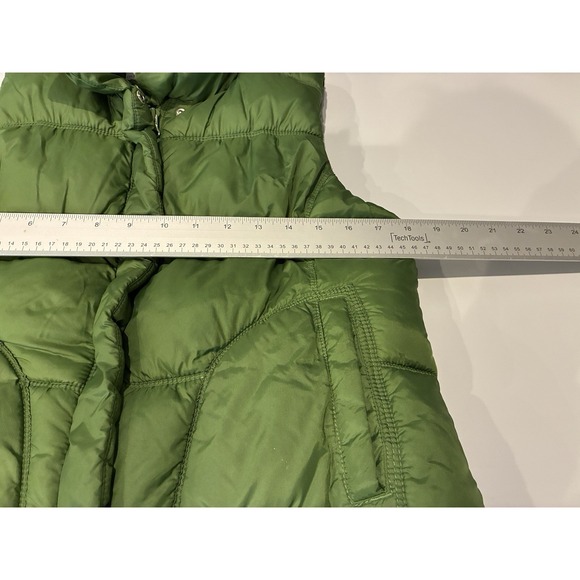Vtg Old Navy Quilted Puffer Vest Womens M Green Fleece Lined‎ Y2K Grunge Gorp - Picture 8 of 10